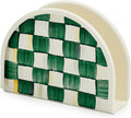 Enamel Napkin Holder Emerald Check - Stylish Table Organizer