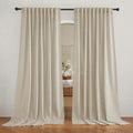 Semi Sheer Curtains for Bedroom - Beige Linen Look Privacy Panels