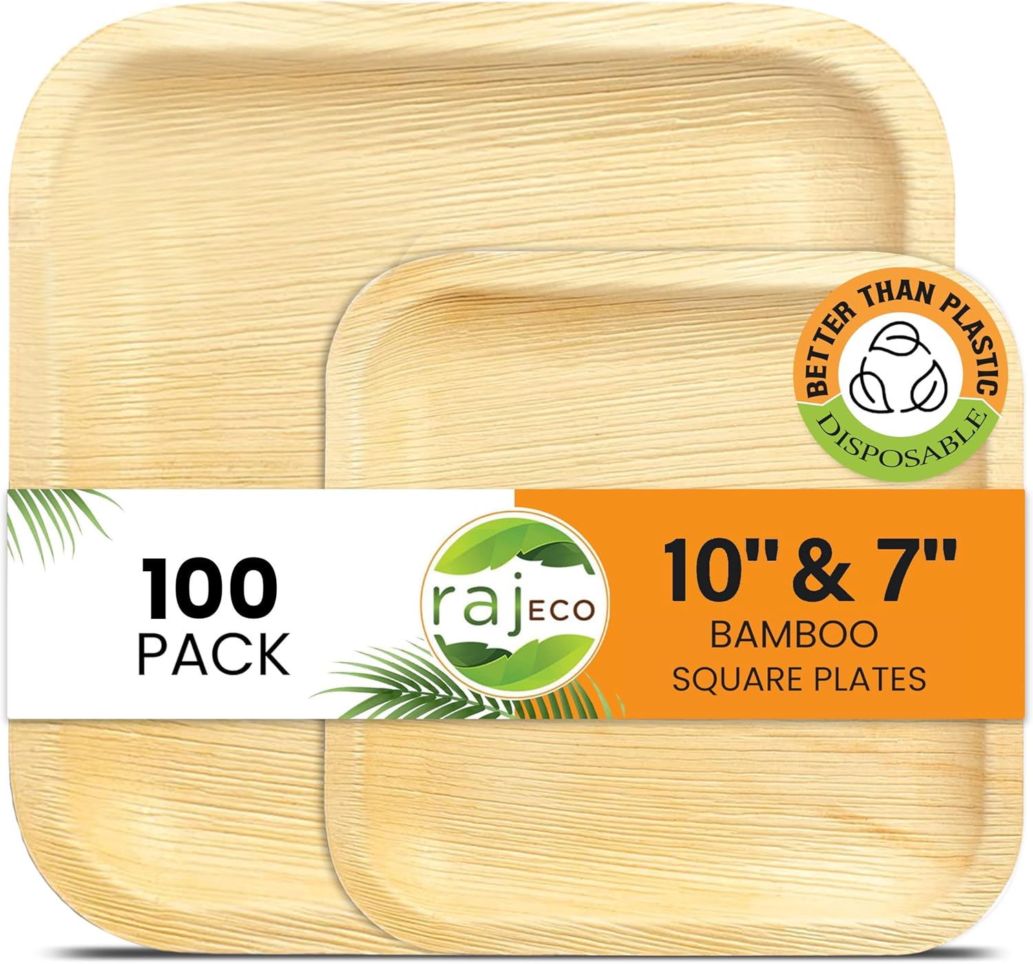 Raj Palm Leaf Plates Disposable Eco-Friendly Dinnerware Pack