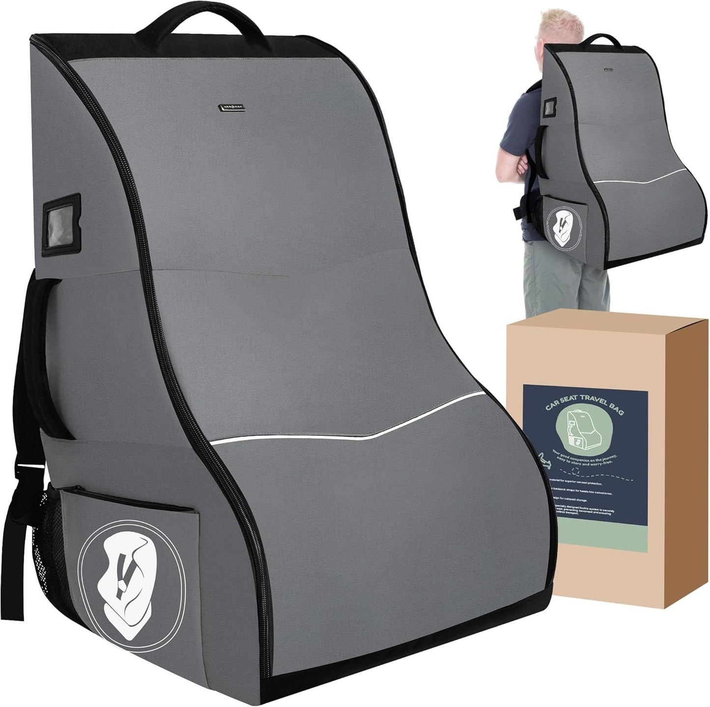 Car Seat Travel Bag for Airplane - Padded Backpack Carrier