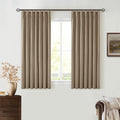 Light Brown Linen Blackout Curtains 45 in Length - 2 Panels Pinch