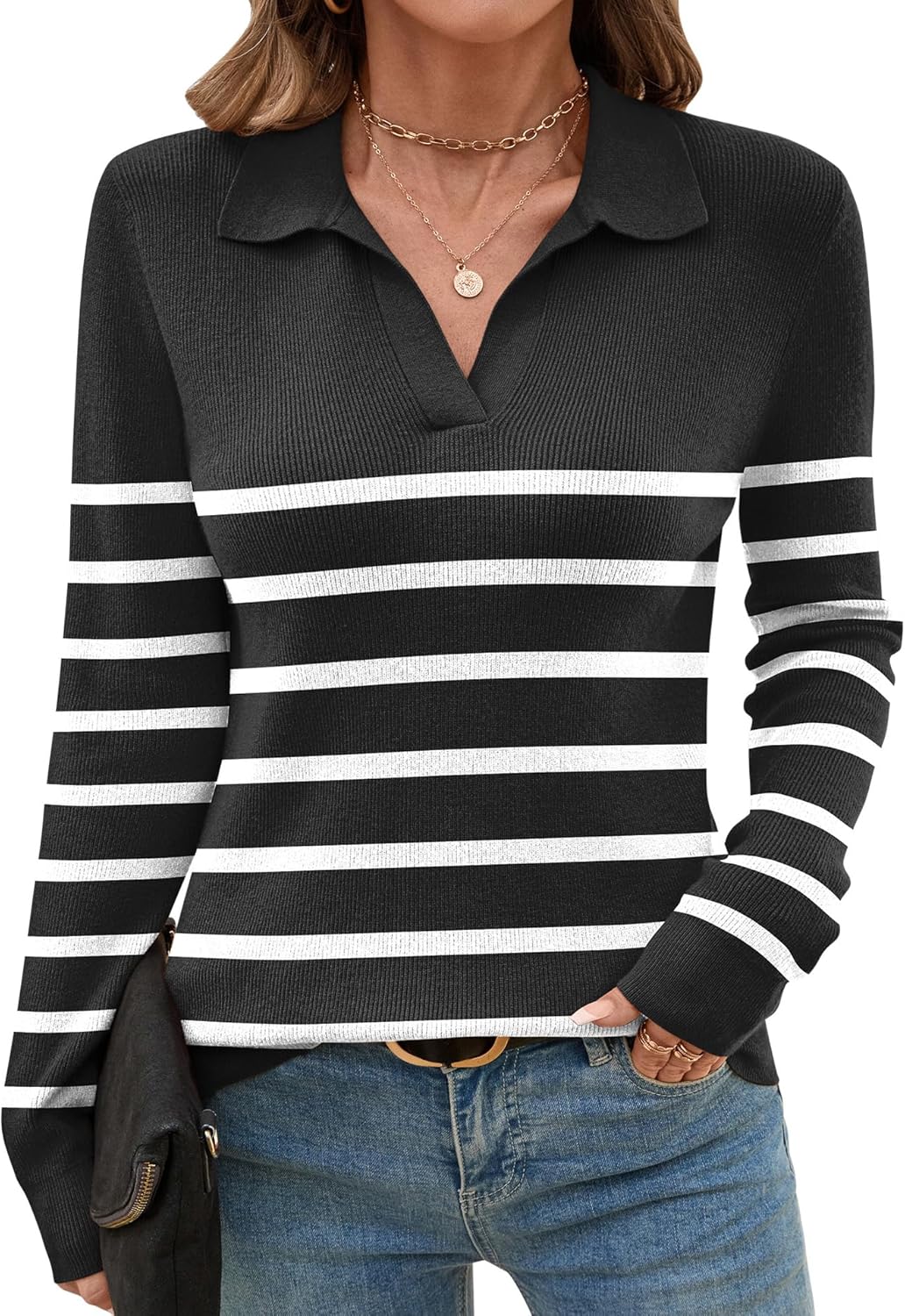 Stylish Women's Knitted Collared Sweaters for Winter Wear