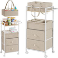 Baby Diaper Caddy Organizer Cart with Drawers - 3In1 Rolling Storage