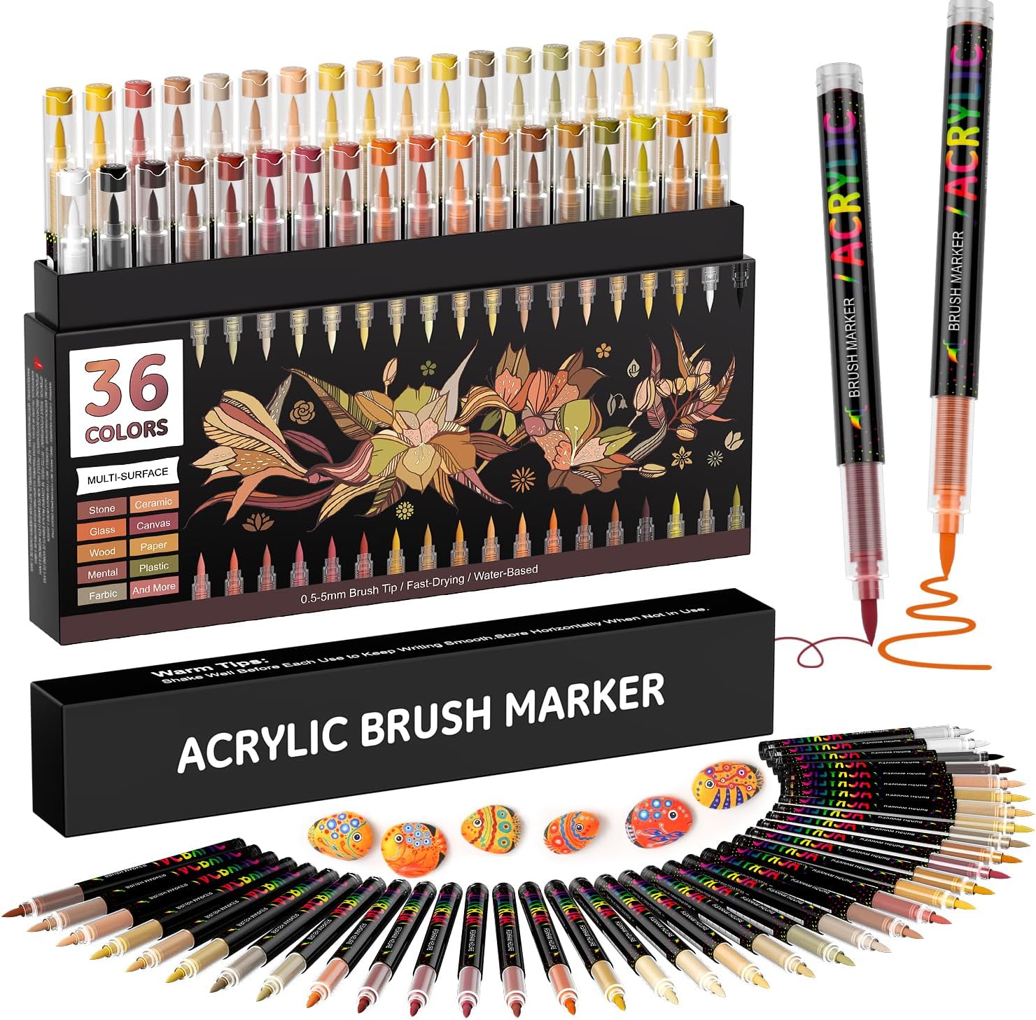 36 Brown Tones Acrylic Paint Markers for Creative Art Projects