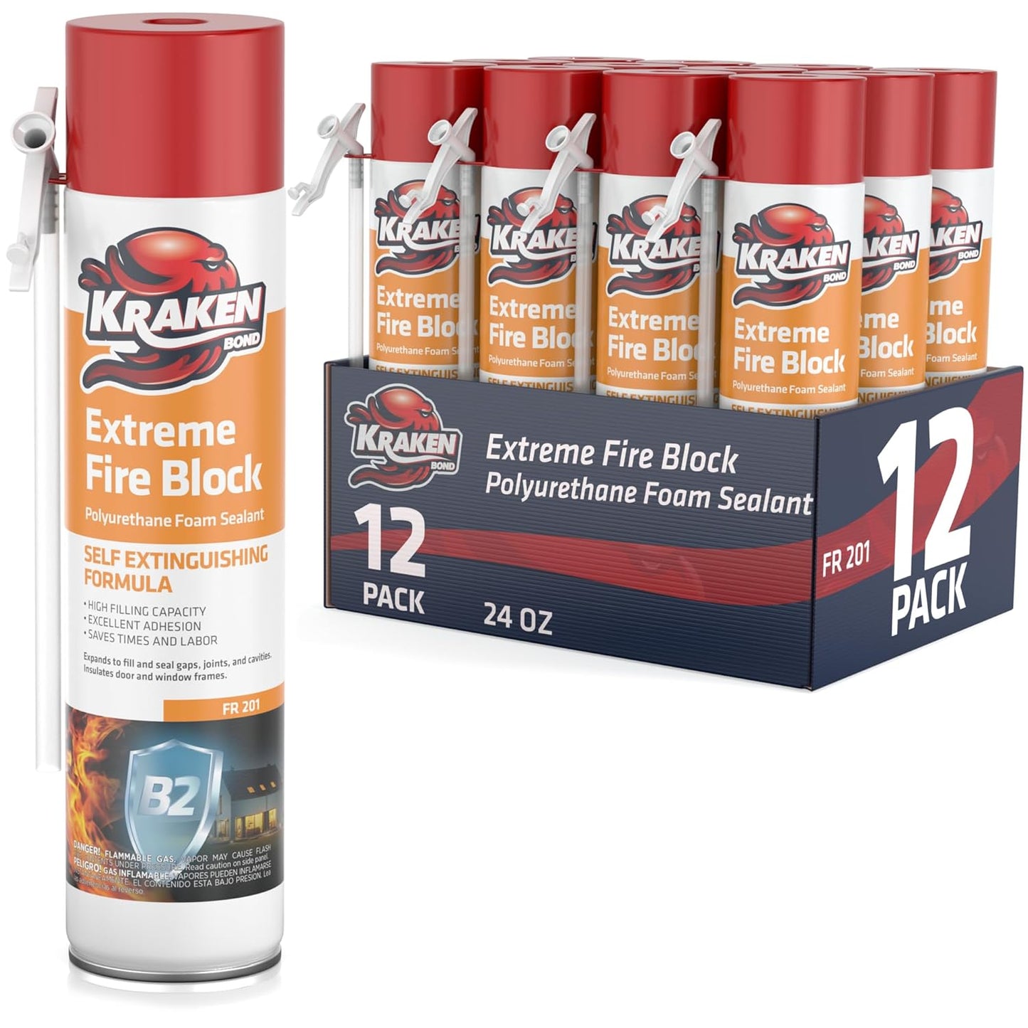 Kraken Bond Extreme Fire Block Foam for Insulation and Sealing