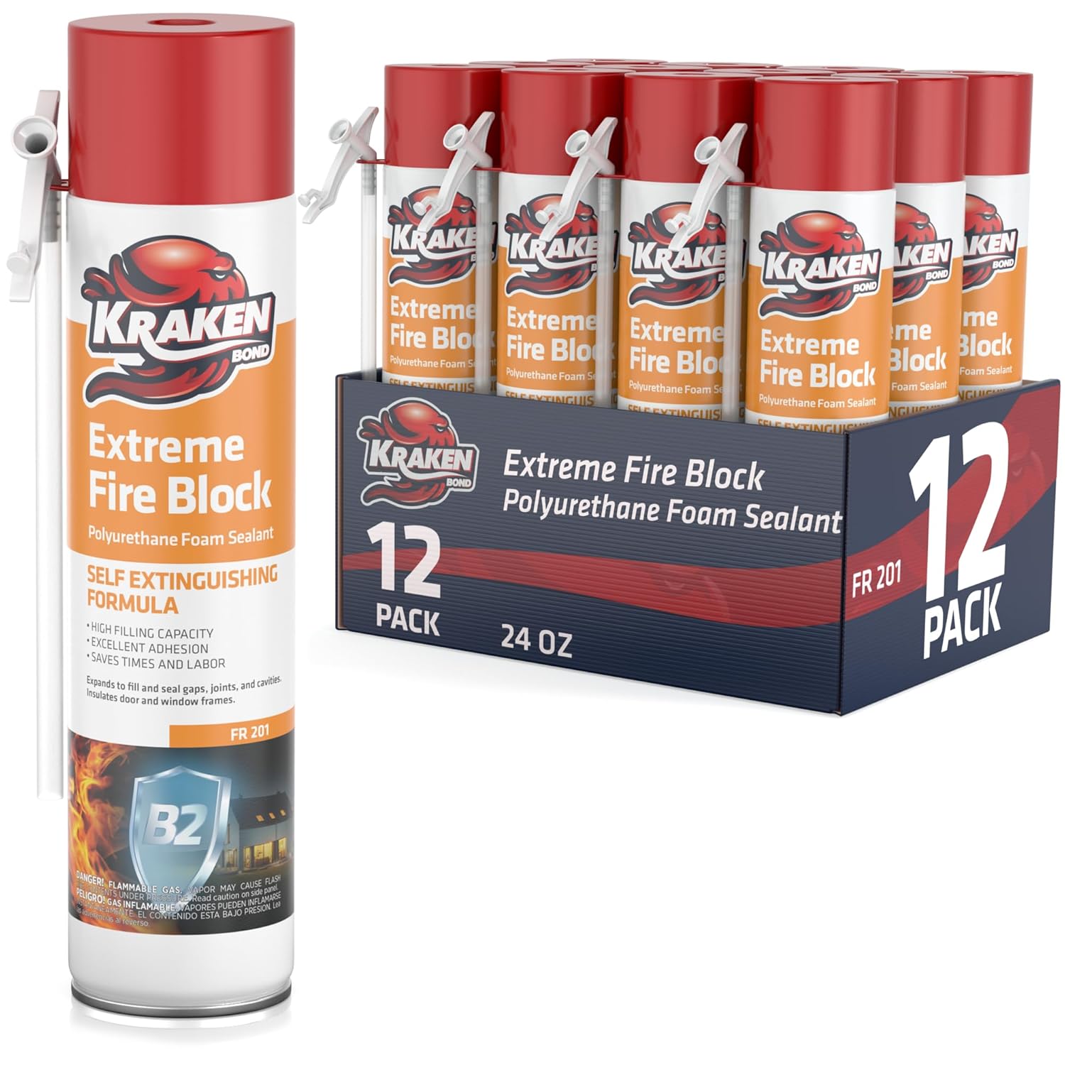 Kraken Bond Extreme Fire Block Foam for Insulation and Sealing