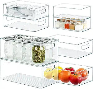 Qilinba Clear Storage Bins for Organizing - 8 Pack Multi-size