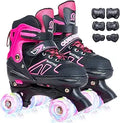 Kids Roller Skates Adjustable Size with 8 Light Up Wheels - CELETOY