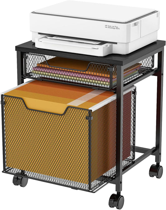 Rolling File Cabinet Cart with Storage Drawer for Office Use