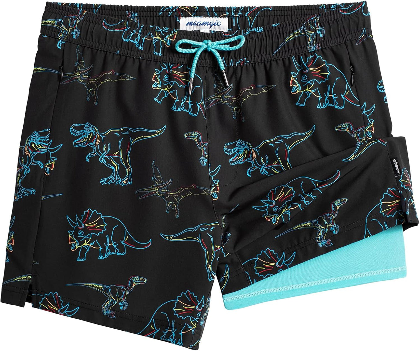 maamgic Mens Swim Trunks with Compression Liner for Comfort