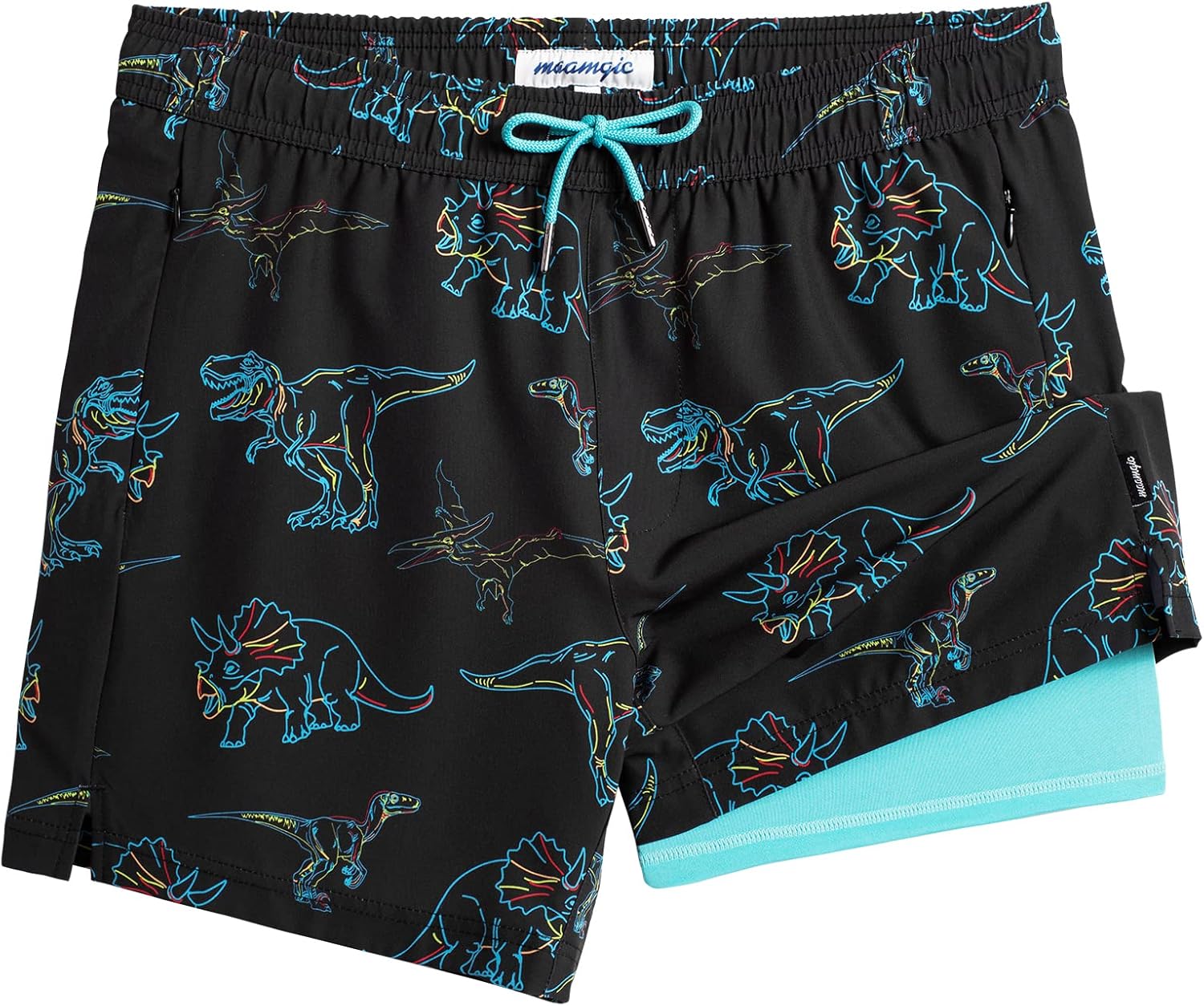 maamgic Mens Swim Trunks with Compression Liner for Comfort