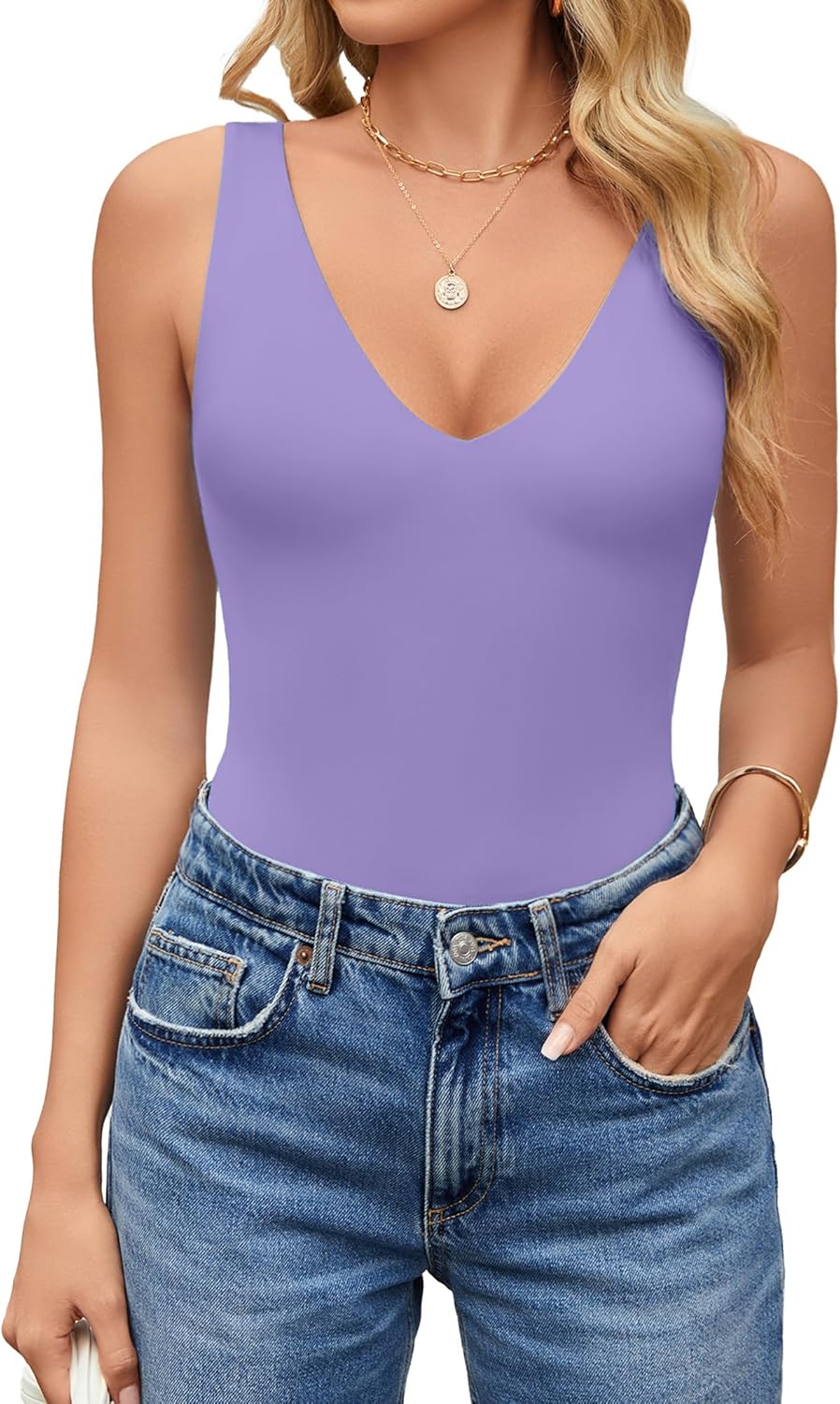 Avidlove Women's Sexy Plunge Deep V Neck Bodysuit for Outings