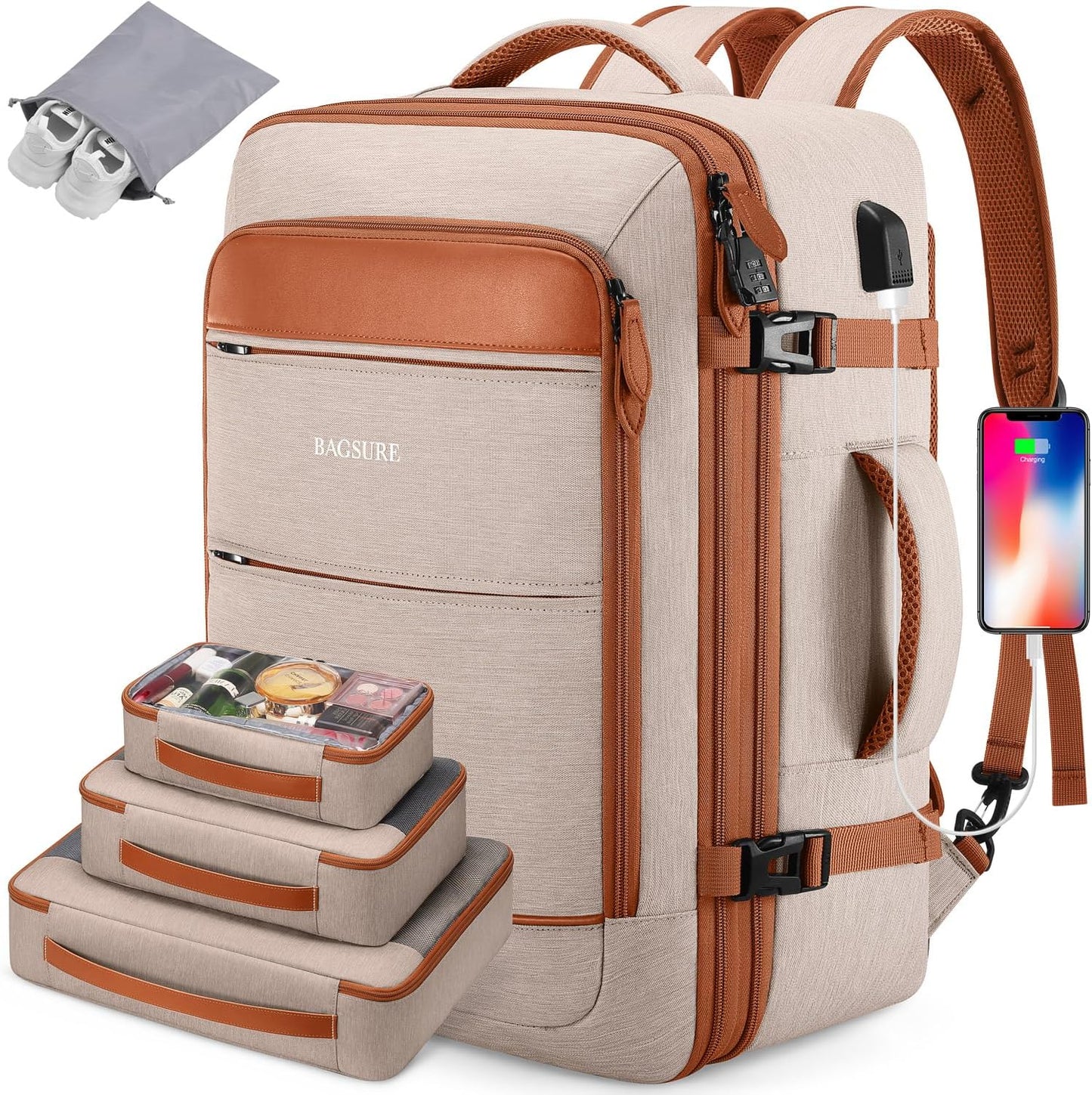 Bagsure Travel Backpack 42L Expandable Carry On for All Trips