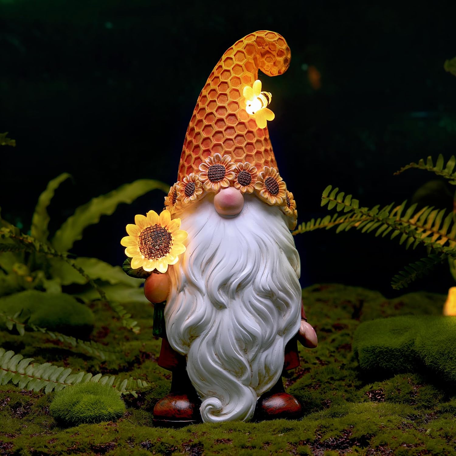 Garden Fall Gnomes Outdoor - Charming Solar LED Gnome Statue