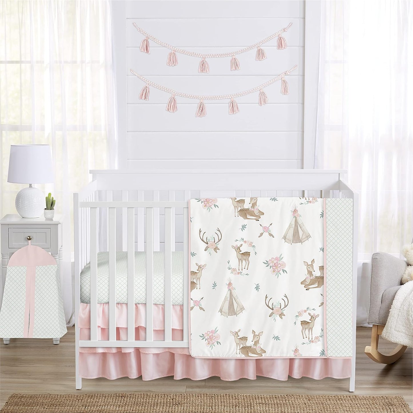 Sweet Jojo Designs Baby Crib Bedding Set for Girls - Woodland Deer