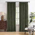 Dualife Olive Green Pinch Pleated Blackout Curtains 90in - Tailored