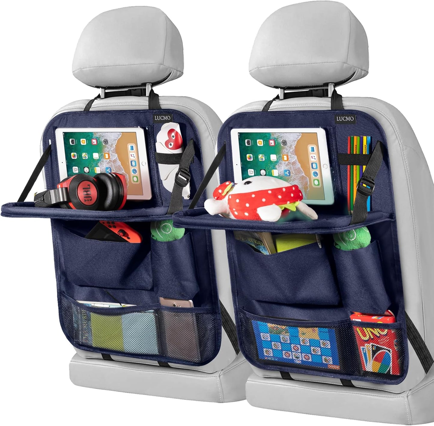 LUCMO Car Backseat Organizer with Tablet Holder and Storage Pockets