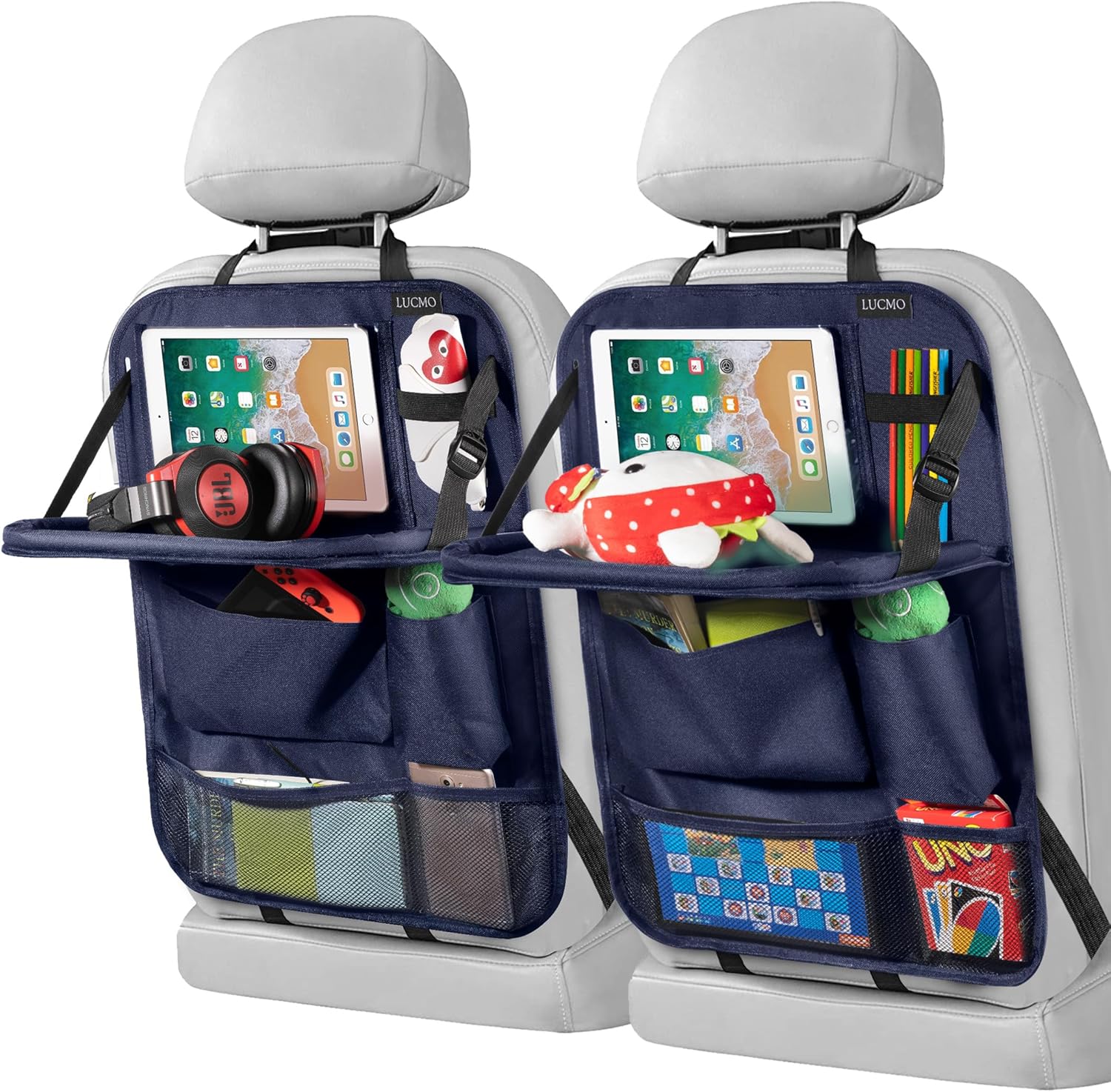 LUCMO Car Backseat Organizer with Tablet Holder and Storage Pockets