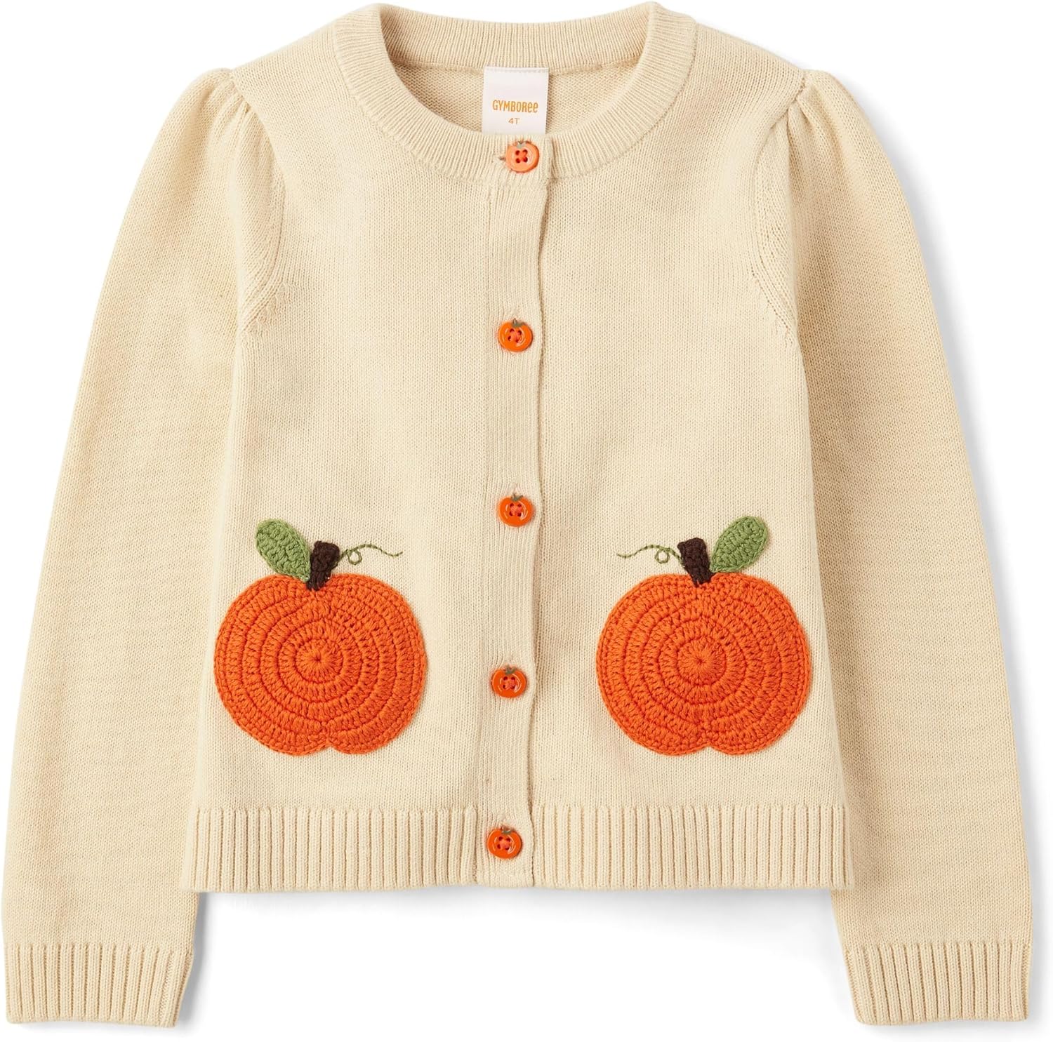 Gymboree Girls' Long Sleeve Cardigan Sweater with Pumpkin Buttons