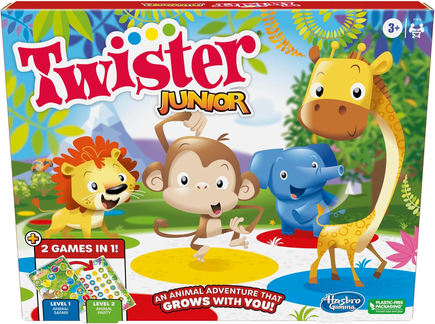 Twister Junior: 2-Sided Animal Mat, 2 Games in 1!