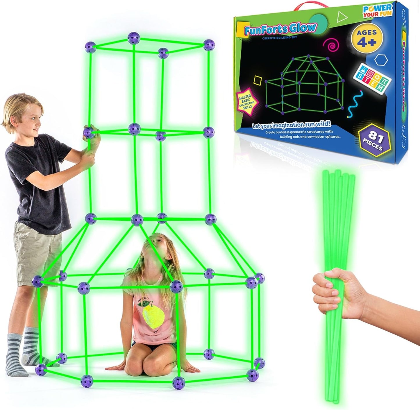 Glow Fort Building Kit - STEM Play Tent for Kids!