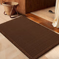 Waffle Bath Mat Brown 36x24 - Boho Absorbent Non Slip Bath Rug