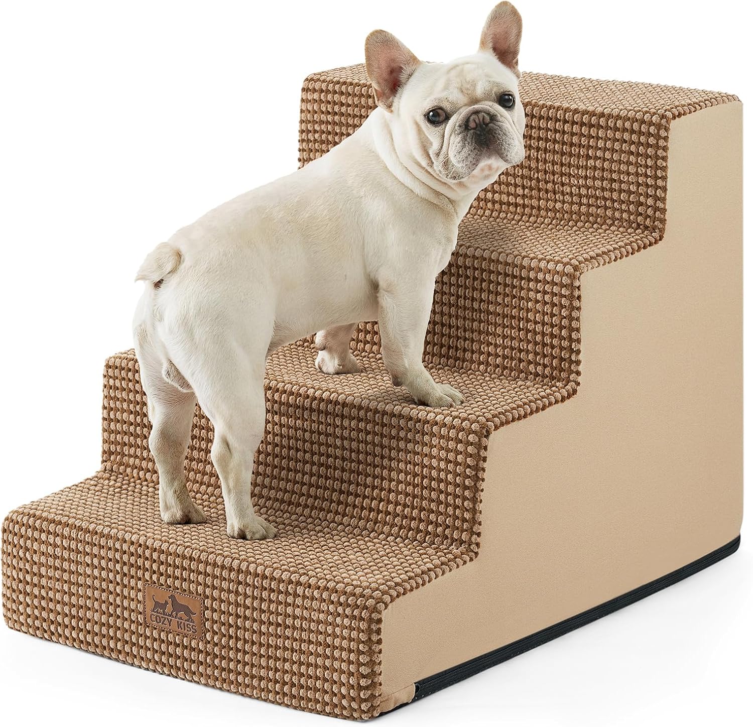 Dog Stairs for Small Dogs, 4 Tier Wider Pet Steps for Comfort