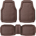 CAR PASS Heavy Duty Rubber Car Mats 3-Piece Set - Deep Dish Protection