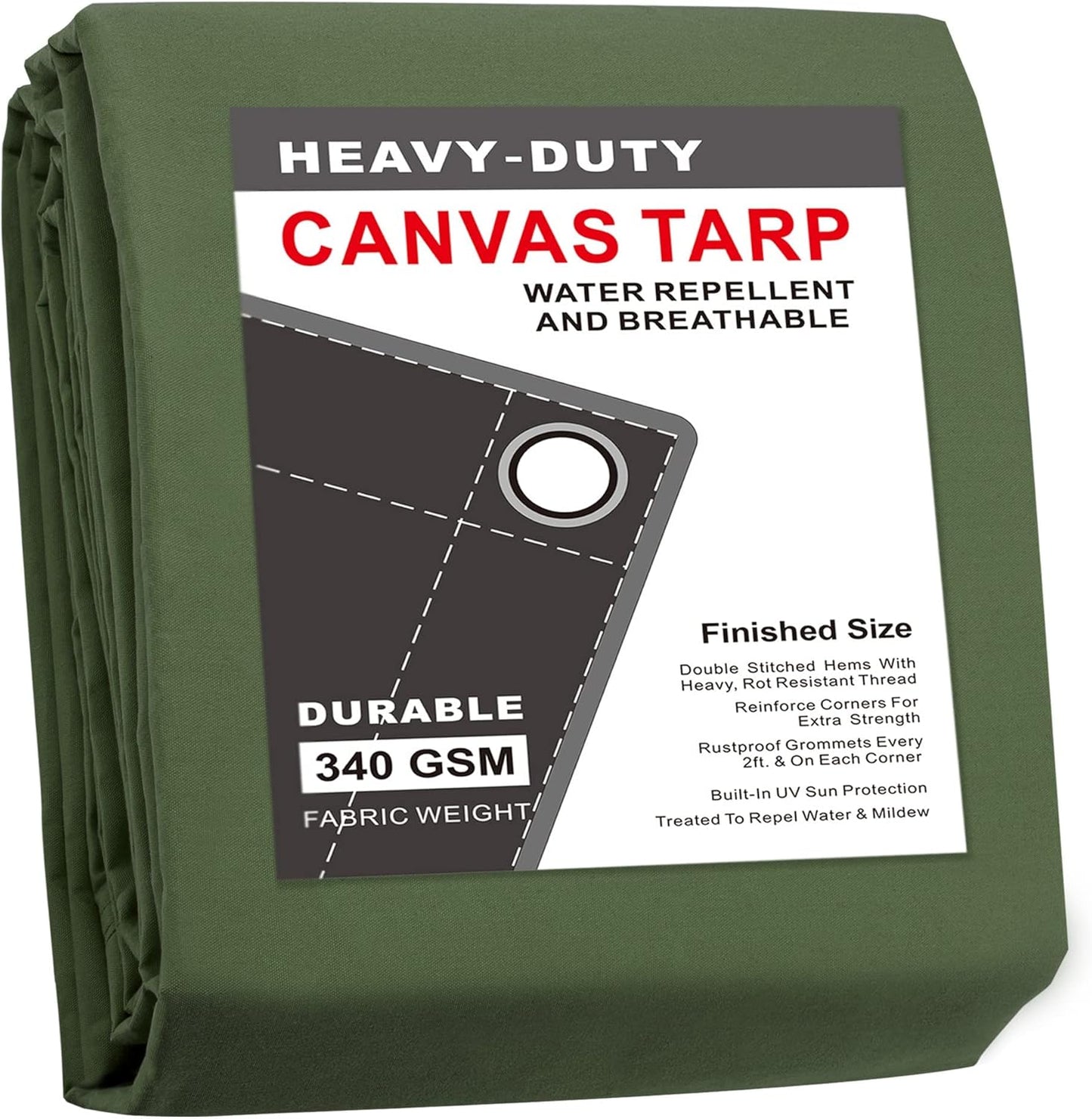 Heavy Duty Canvas Tarp 10x12 Feet for All Weather Protection