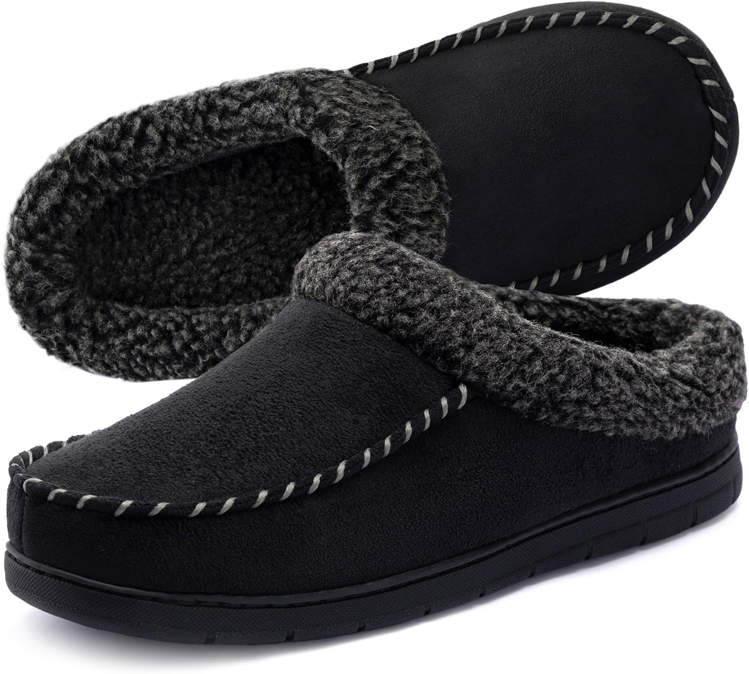ULTRAIDEAS Men's Warm Fuzzy Moccasin Clog Slipper for Comfort