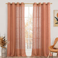 Terracotta Linen Curtains 84 in Length 2 Panels - Light Filtering