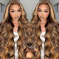 Honey Blonde Ombre Wig Human Hair 28in Lace Front Wig - Natural Look