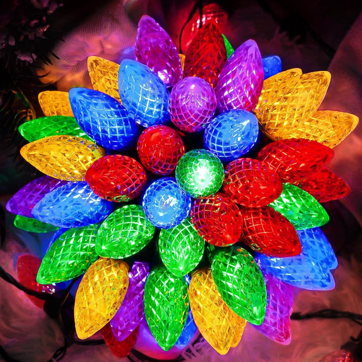 YIQU Extendable 2-Pack 66FT C9 Christmas Lights for Indoor Outdoor