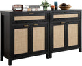 SICOTAS Sideboard Buffet Storage Cabinet Set of 2 - Modern Rattan