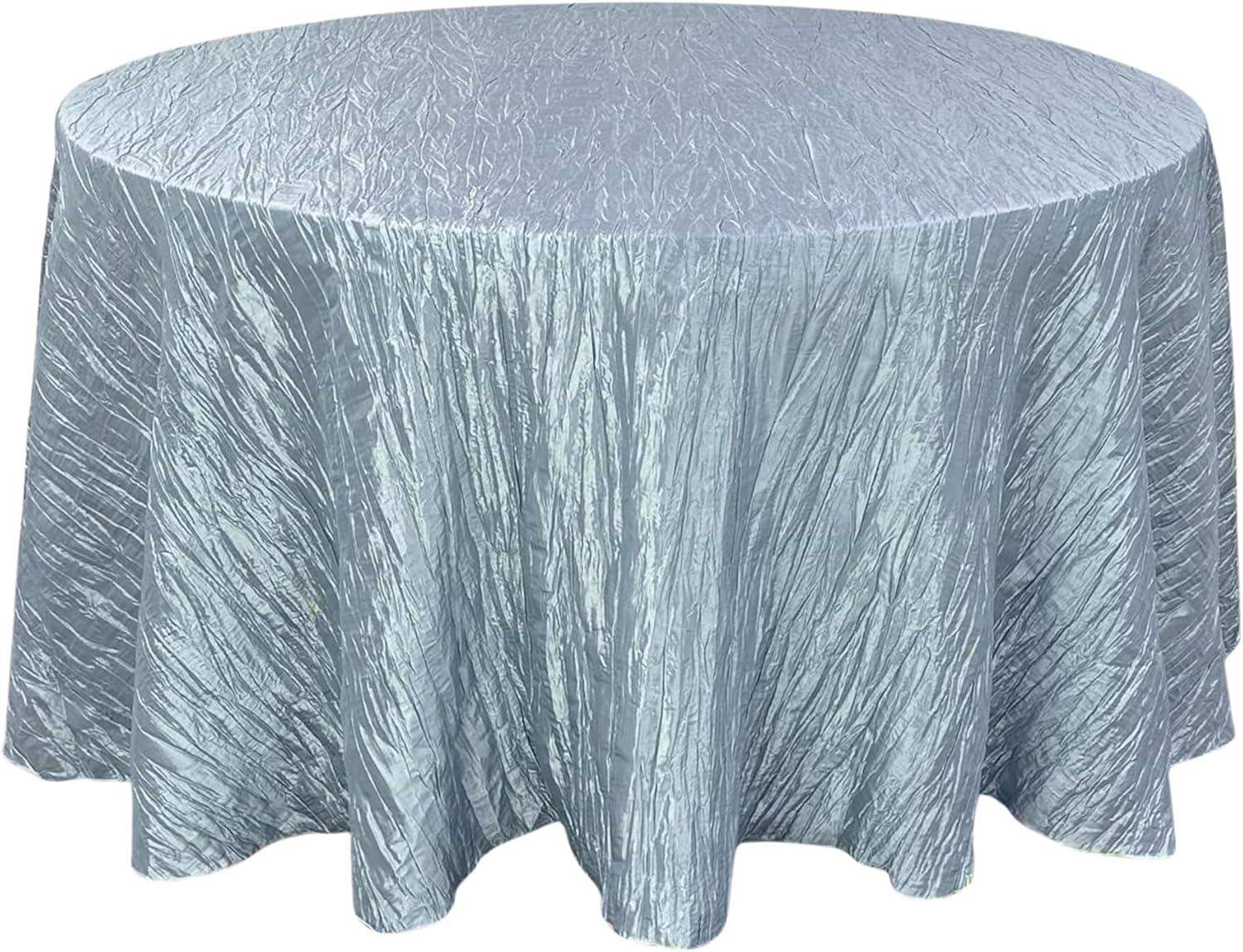 120 Inch Round Crinkle Taffeta Tablecloth in Light Blue