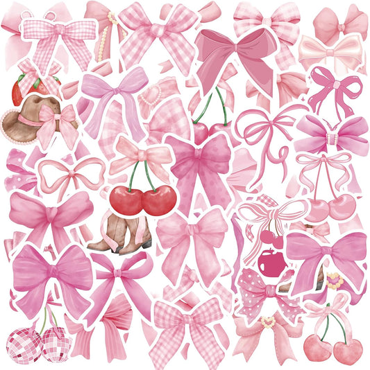 100 Pink Coquettte Bow Decals - Cute Y2K Cherry Cowgirl Aesthetic
