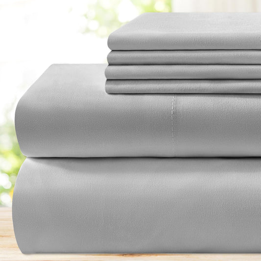 BYSURE Hotel Luxury Bed Sheets Set 6 Piece King Light Gray