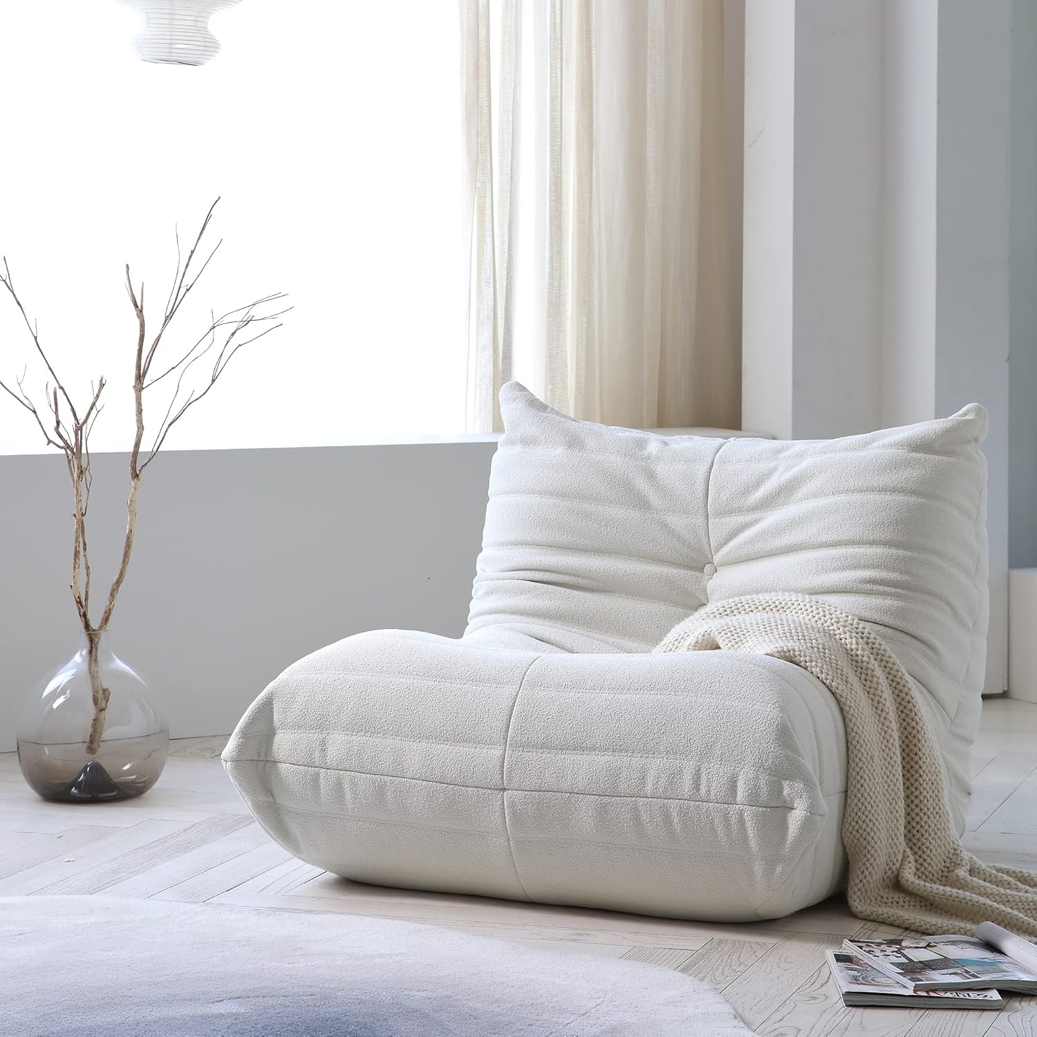 Fireside Comfort: Beige Bean Bag Chair by Sdorens