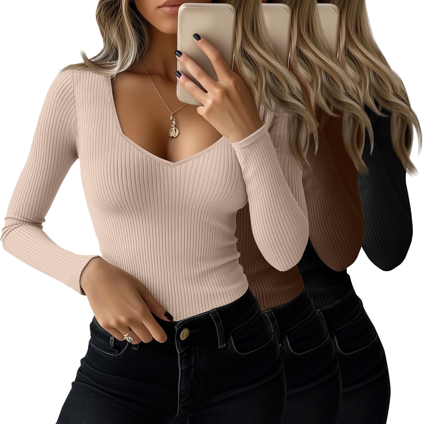 Huukeay Women's Ribbed Long Sleeve Shirts for Stylish Outfits