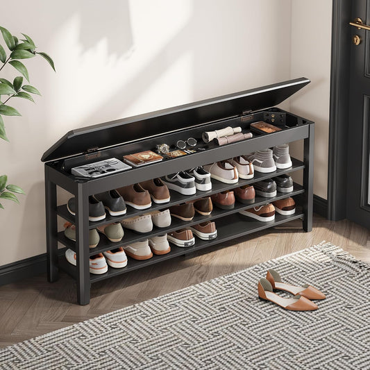 Shoe Rack Bench Seat with Hidden Storage for Entryway Style