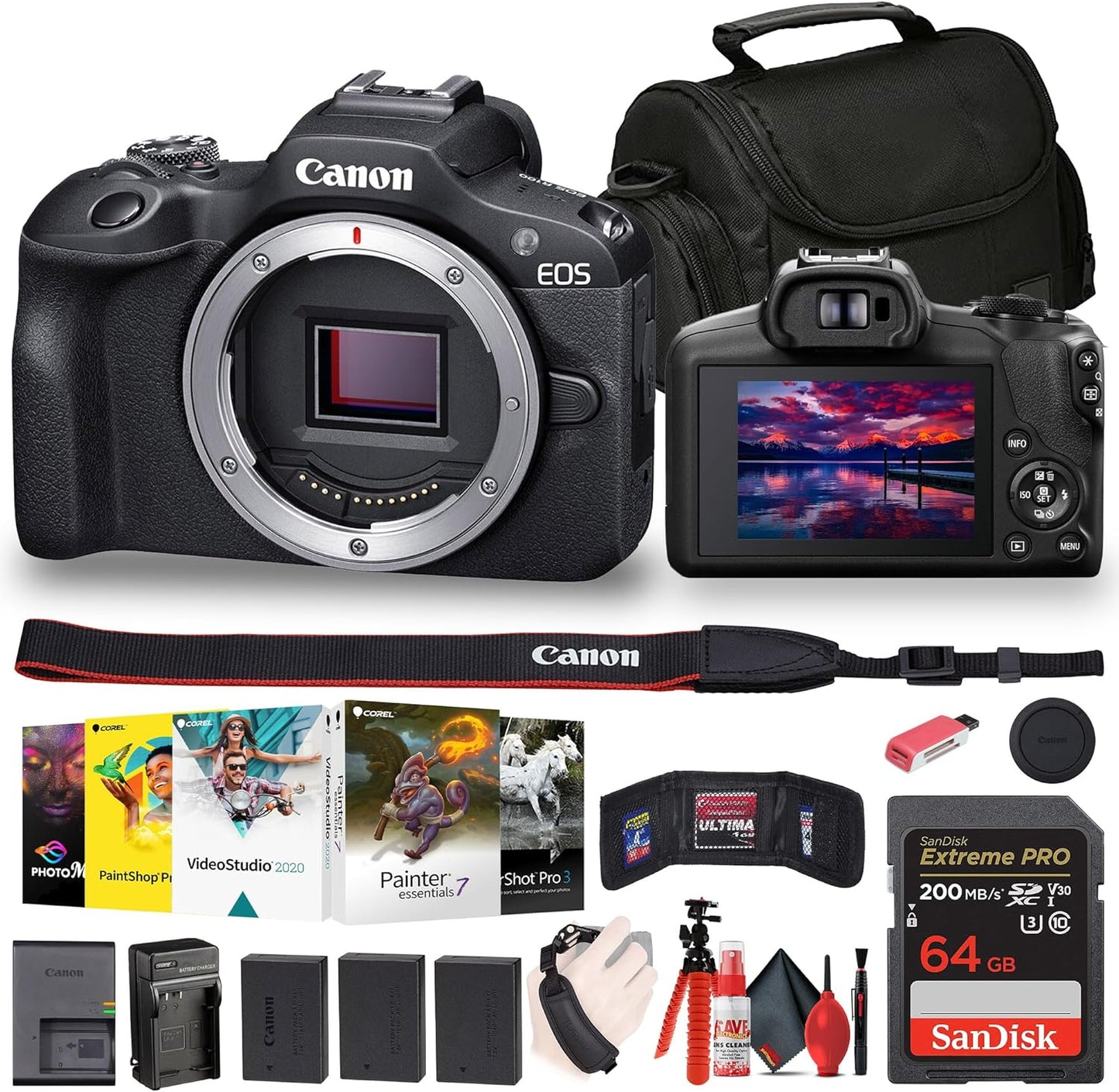 Canon EOS R100 Mirrorless Camera Bundle with Accessories Included