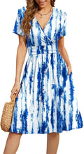 WEACZZY Women's Summer V-Neck Floral Casual Dress with Pockets Match