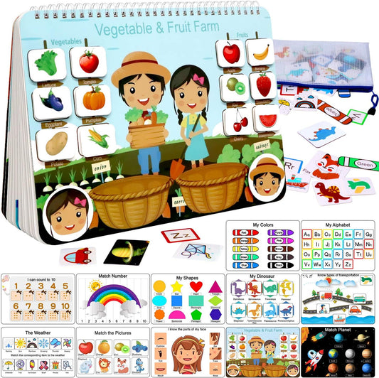 Montessori Sensory Busy Book for Kids - Develops Fine Motor Skills