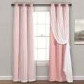 Sheer Grommet Curtains With Insulated Blackout Lining - Elegant Pink