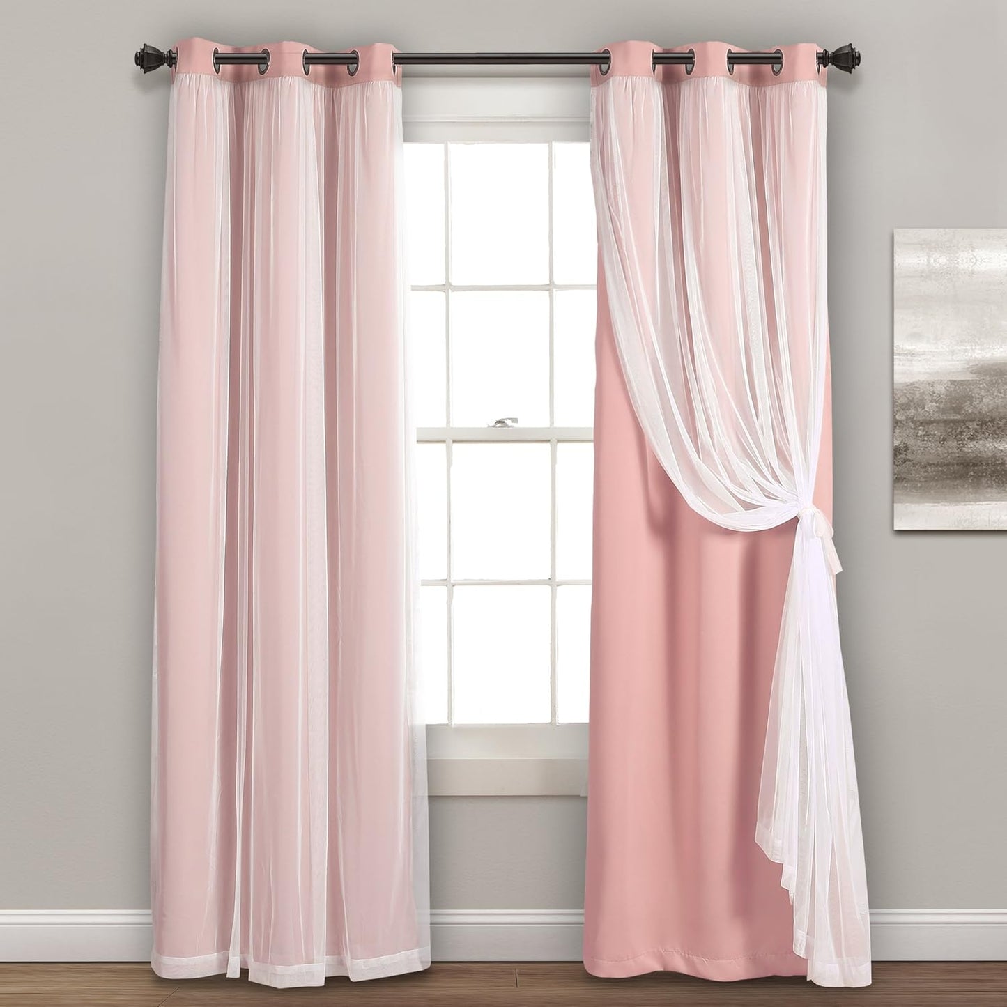 Lush Decor Sheer Grommet Curtains with Insulated Blackout Lining