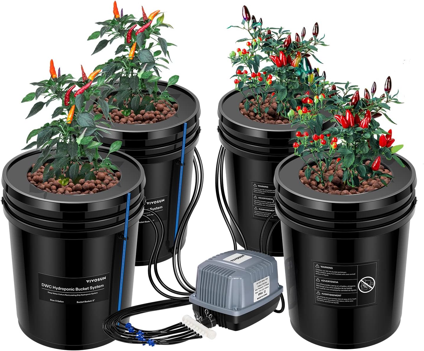 VIVOSUN DWC Hydroponics Grow System: Efficient 5-Gallon Deep Water Culture