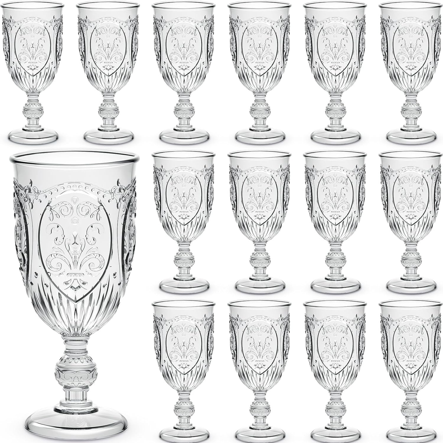 24 Pcs Vintage Plastic Goblets for Wine and Juice Events