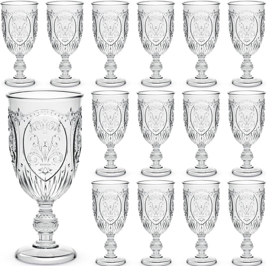24 Pcs Vintage Plastic Goblets for Wine and Juice Events