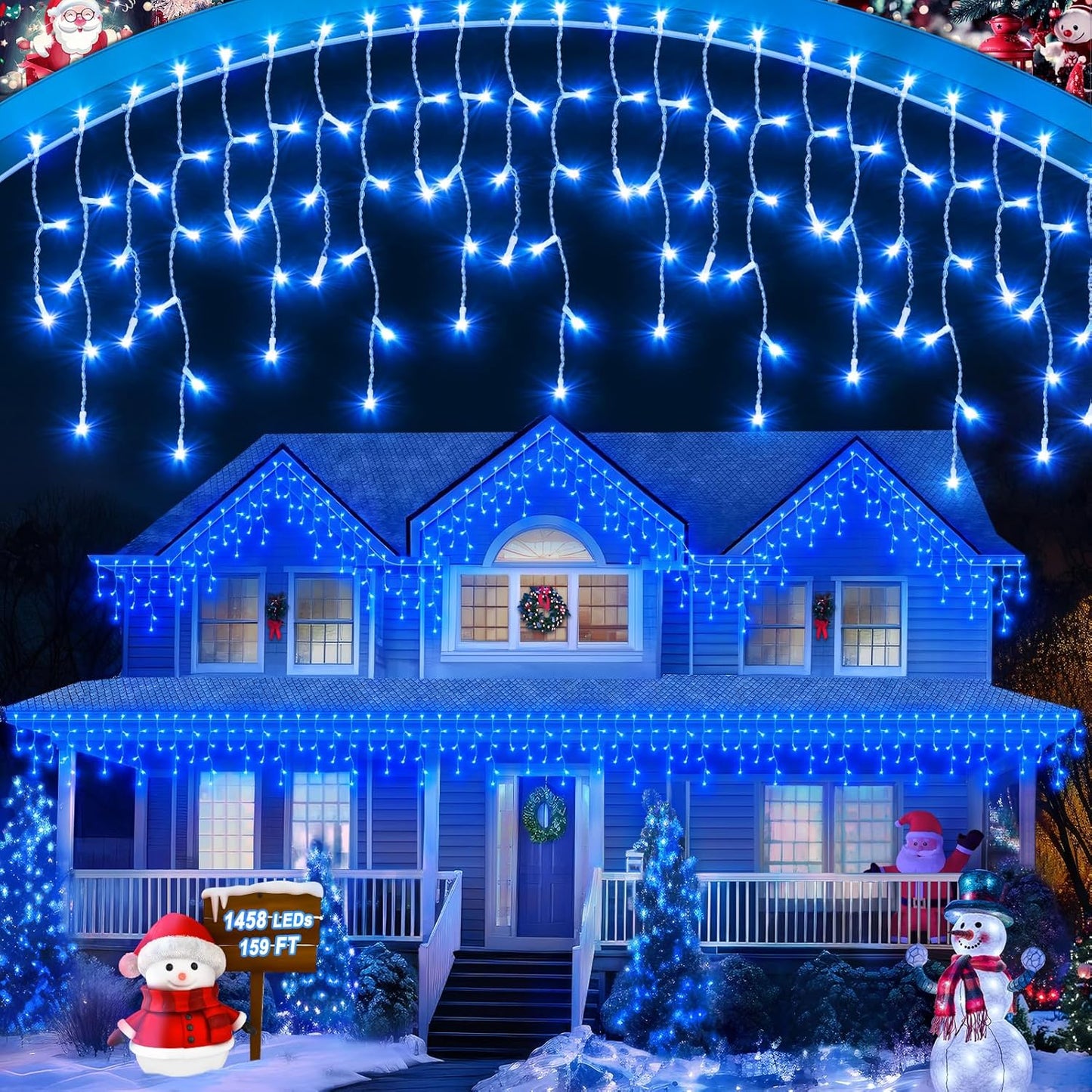 159 FT Christmas Lights Outdoor with 1458 LED Waterproof Design