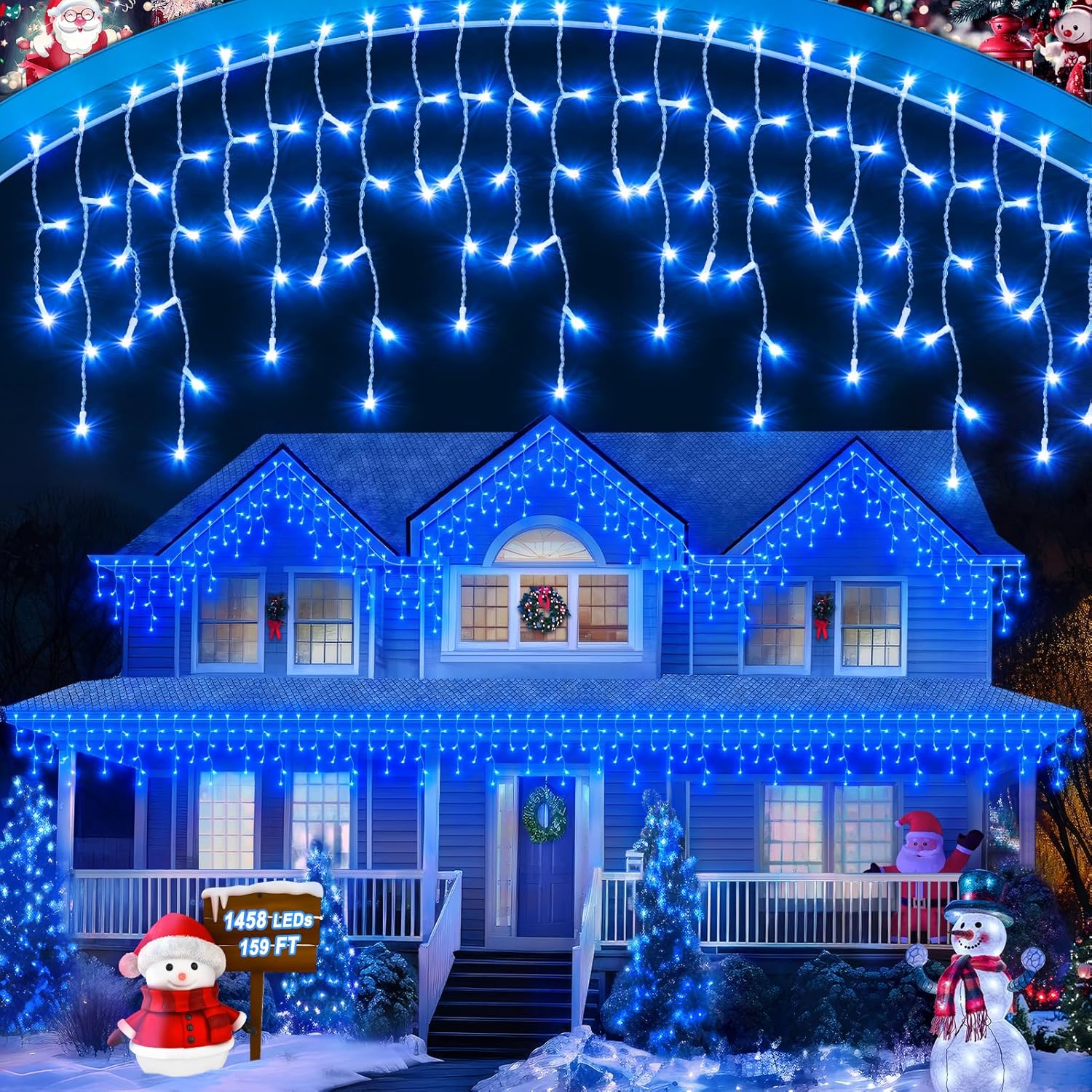 159 FT Christmas Lights Outdoor with 1458 LED Waterproof Design